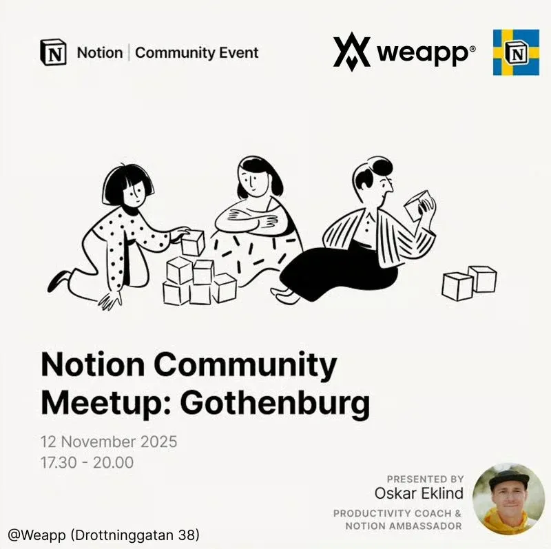 Notion 3.0: Community-meetup i Göteborg hos Weapp